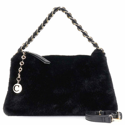 Borsa a spalla CafèNoir NB0906  in ecopelliccia nera
