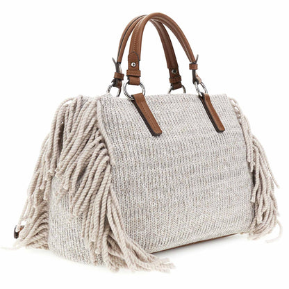 Borsa con manici CafèNoir NO0924  frangie beige
