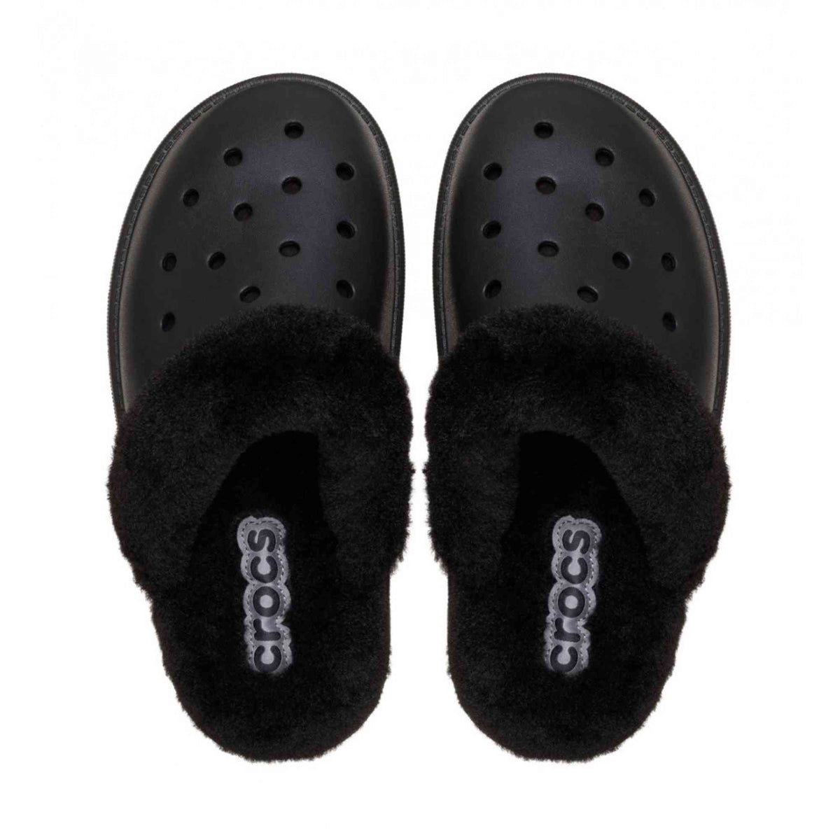 Sabot Classic Fuzz Scuff Crocs nero pelliccia ecologica 212143