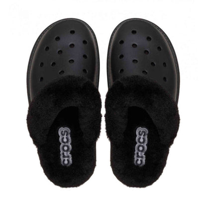 Sabot Classic Fuzz Scuff Crocs nero pelliccia ecologica 212143