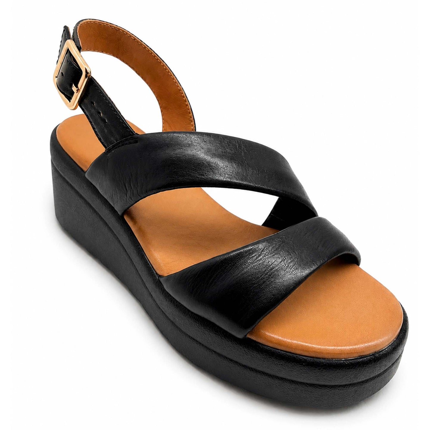 Sandali INUOVO Donna Zeppa A99023 | In Pelle Nero