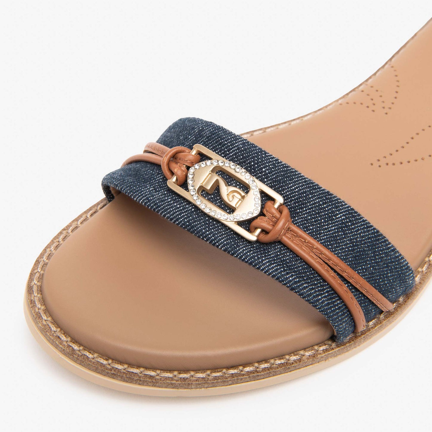 Sandali Nero Giardini Donna Tacco Basso in Pelle e Jeans | E615898D-214