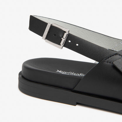 Sandali Nero Giardini Donna Tacco Basso in Pelle Nera | Tacco Flat E615933D-100