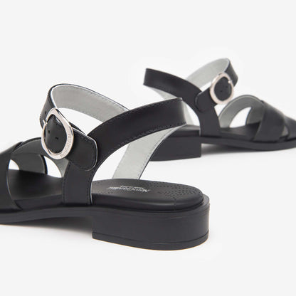 Sandali Nero Giardini Donna Tacco Basso in Pelle Nera | E513400D-100