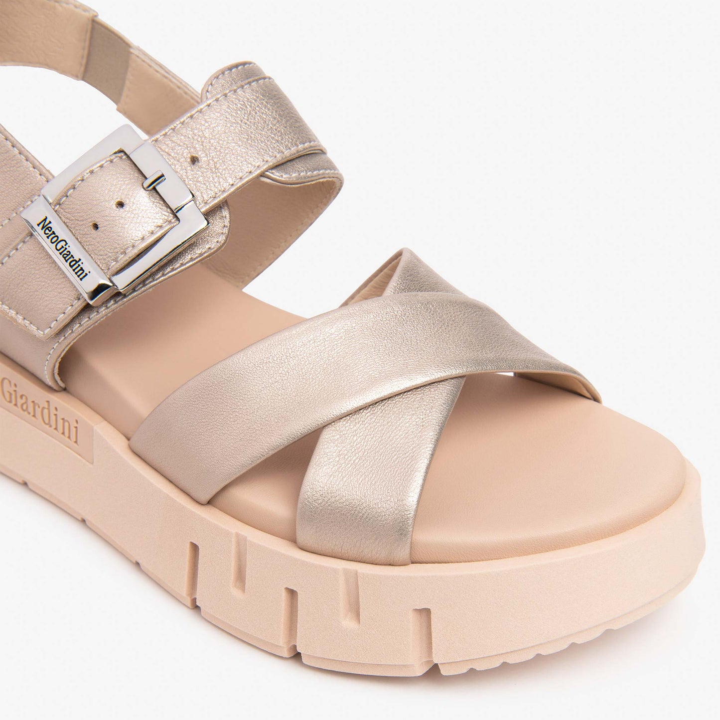Sandali Platform NeroGiardini Donna E617064-675 | Pelle Rosa, Tacco Comodo