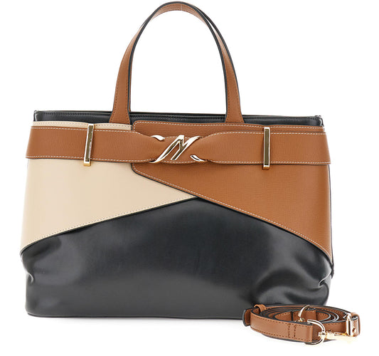 Borsa a mano CafèNoir WG0918 con accessorio in metallo sul passante multicolor