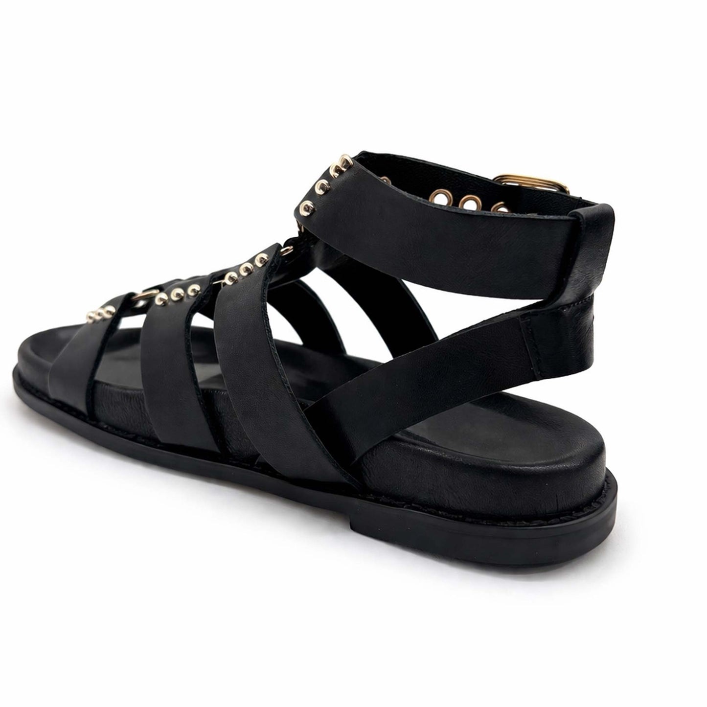 Sandali INUOVO D51013 Donna con Fibbe alla Schiava | Pelle Nero