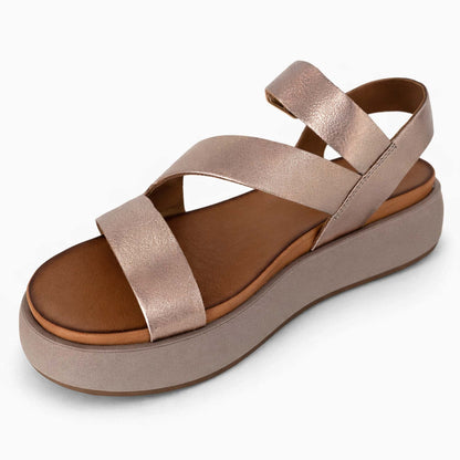 Sandali INUOVO Donna Platform Zeppa A96001 | In Pelle Bronzo