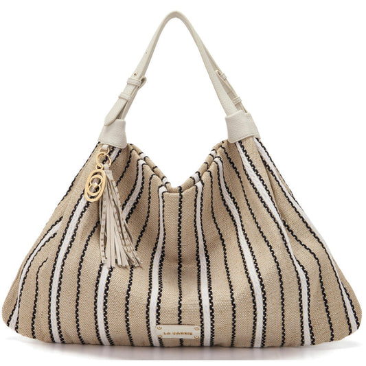 Shopper Canvas bicolor La Carrie 161M-TX-302-CAS borsa avorio