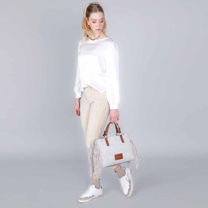 Borsa con manici CafèNoir NO0924  frangie beige