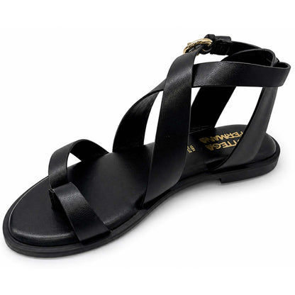 Sandali Bottega Fermana S4BI tacco flat donna | Pelle Nero