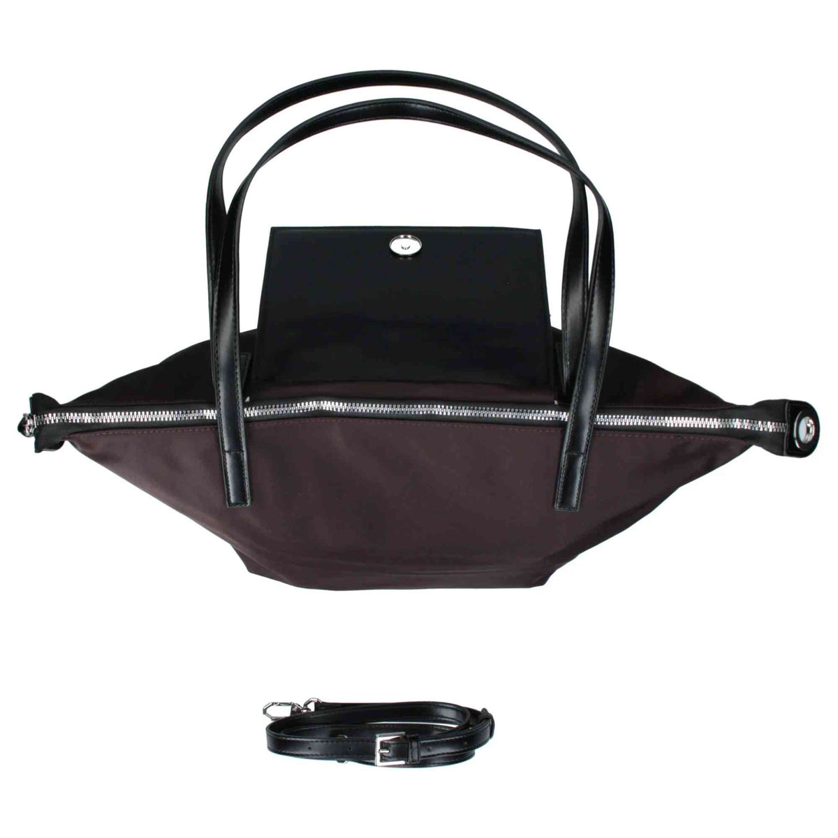 Borsa Rebelle Noa in Nylon Marrone Wengé | Shopping Bag Donna