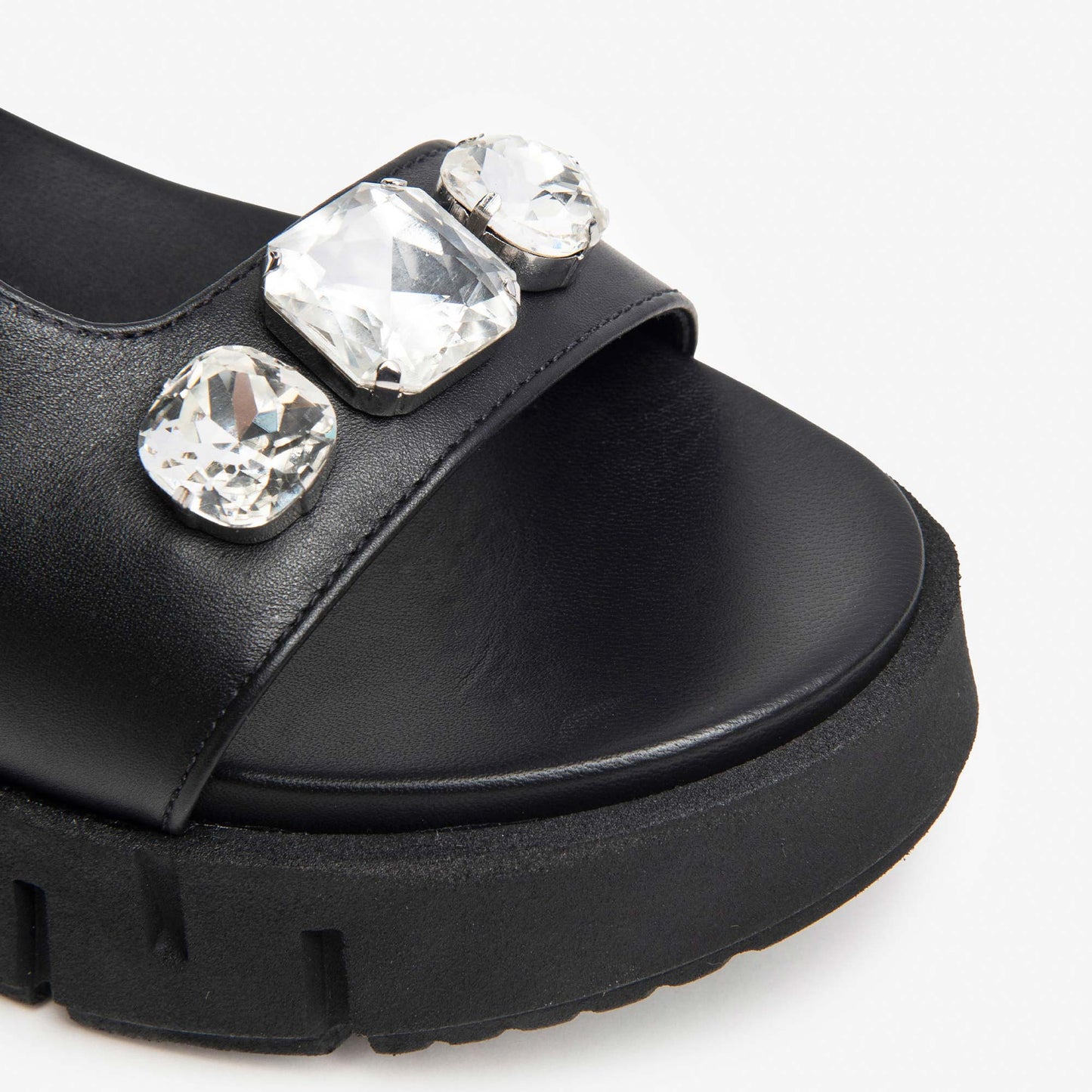 Sandali Platform NeroGiardini Donna con Pietre E410707-100 | Pelle Nero, Comodo