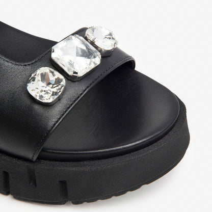 Sandali Platform NeroGiardini Donna con Pietre E410707-100 | Pelle Nero, Comodo