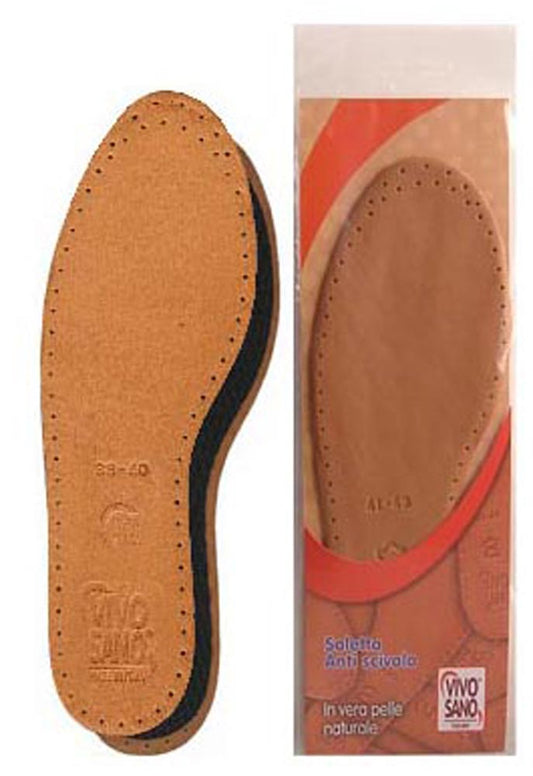 Soletta antiscivolo in vera pelle naturale e morbido lattice