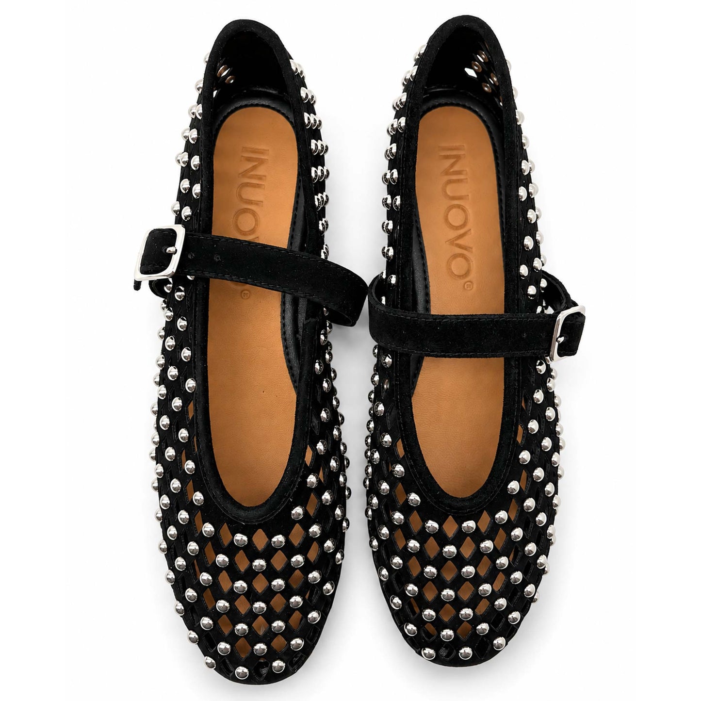 Ballerine INUOVO Donna Flat in Pelle CNK003 | Nubuck Traforato Nero