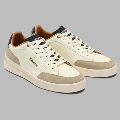 Sneaker Blauer KYOTO01 scarpe uomo pelle cream/black