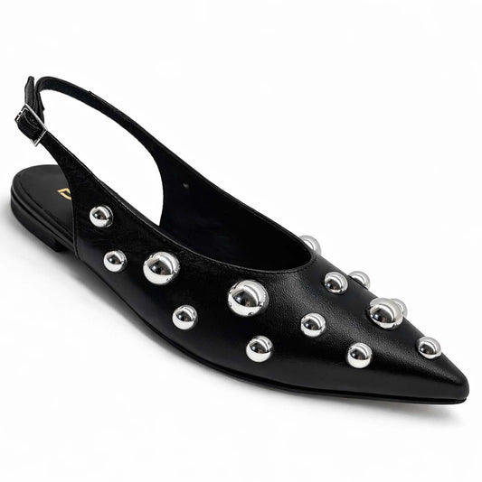 Ballerine Divine Follie "Delia" 2381/PEB4 Donna Pelle Borchiata Nero | Comoda e di Tendenza