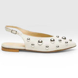 Ballerine Divine Follie "Delia" 2381/PEB4 Donna Pelle Borchiata Bianco | Comoda e di Tendenza