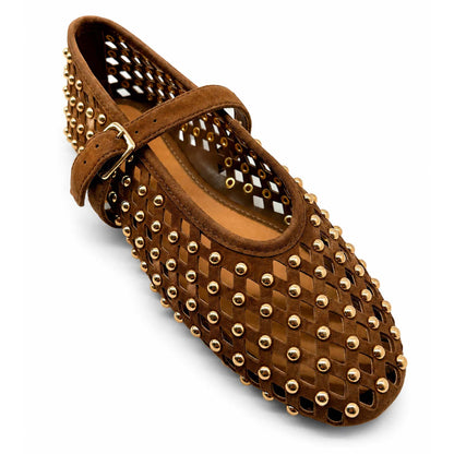 Ballerine INUOVO Donna Flat in Pelle CNK003 | Nubuck Traforato Marrone