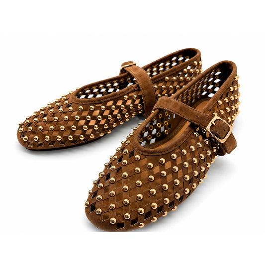 Ballerine INUOVO Donna Flat in Pelle CNK003 | Nubuck Traforato Marrone