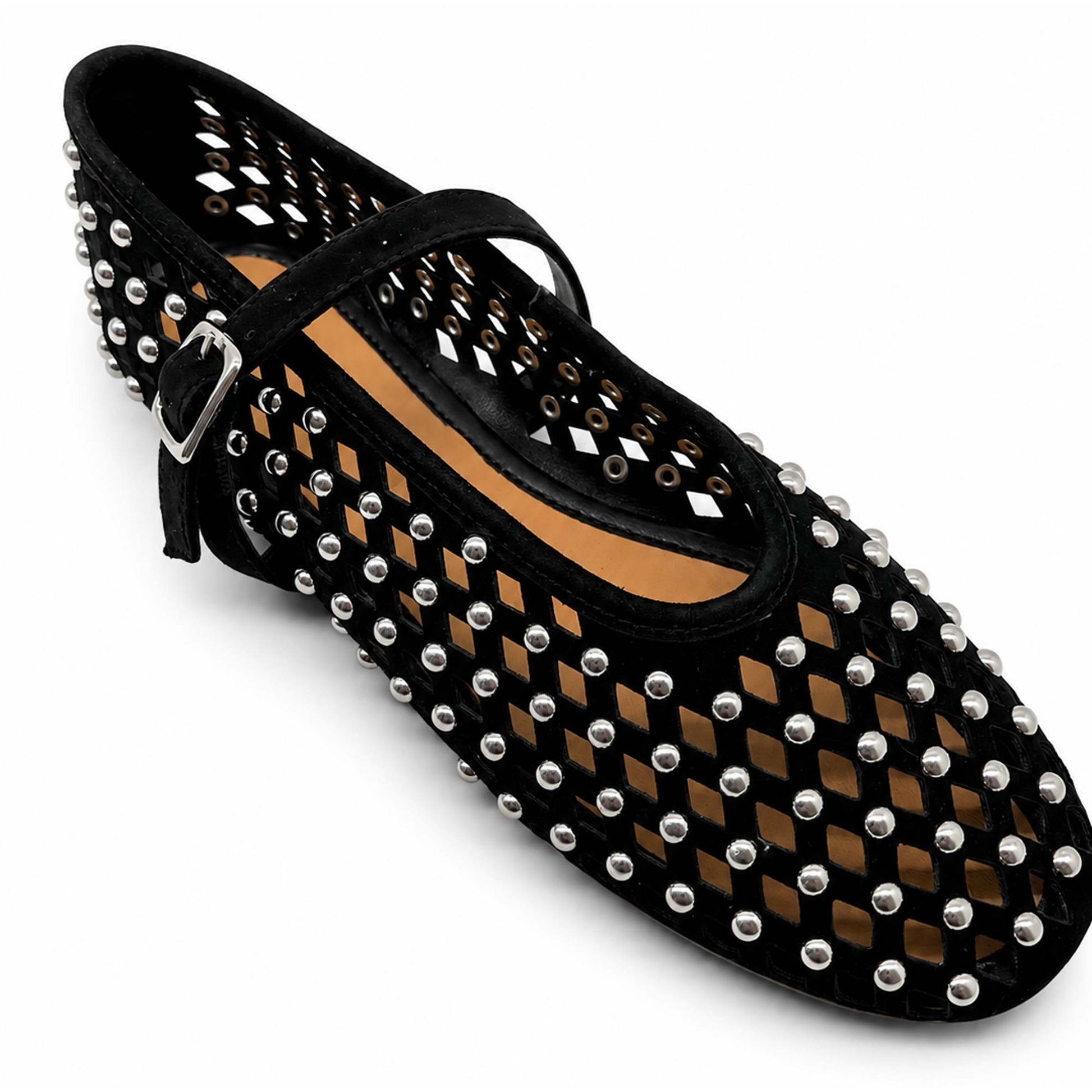 Ballerine INUOVO Donna Flat in Pelle CNK003 | Nubuck Traforato Nero