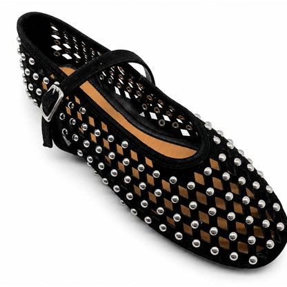 Ballerine INUOVO Donna Flat in Pelle CNK003 | Nubuck Traforato Nero