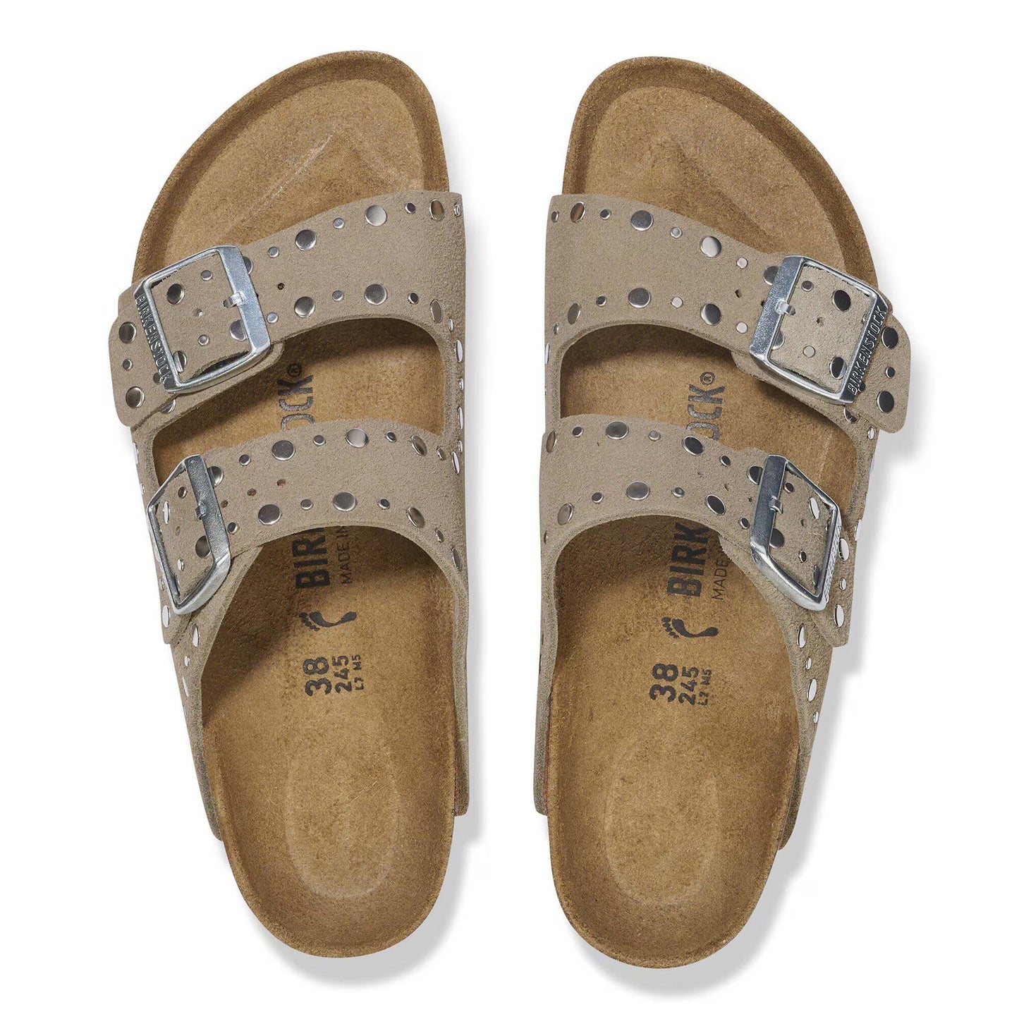 Sandali Arizona Rivet Donna Birkenstock Camoscio Taupe | Calzata Stretta 1029390