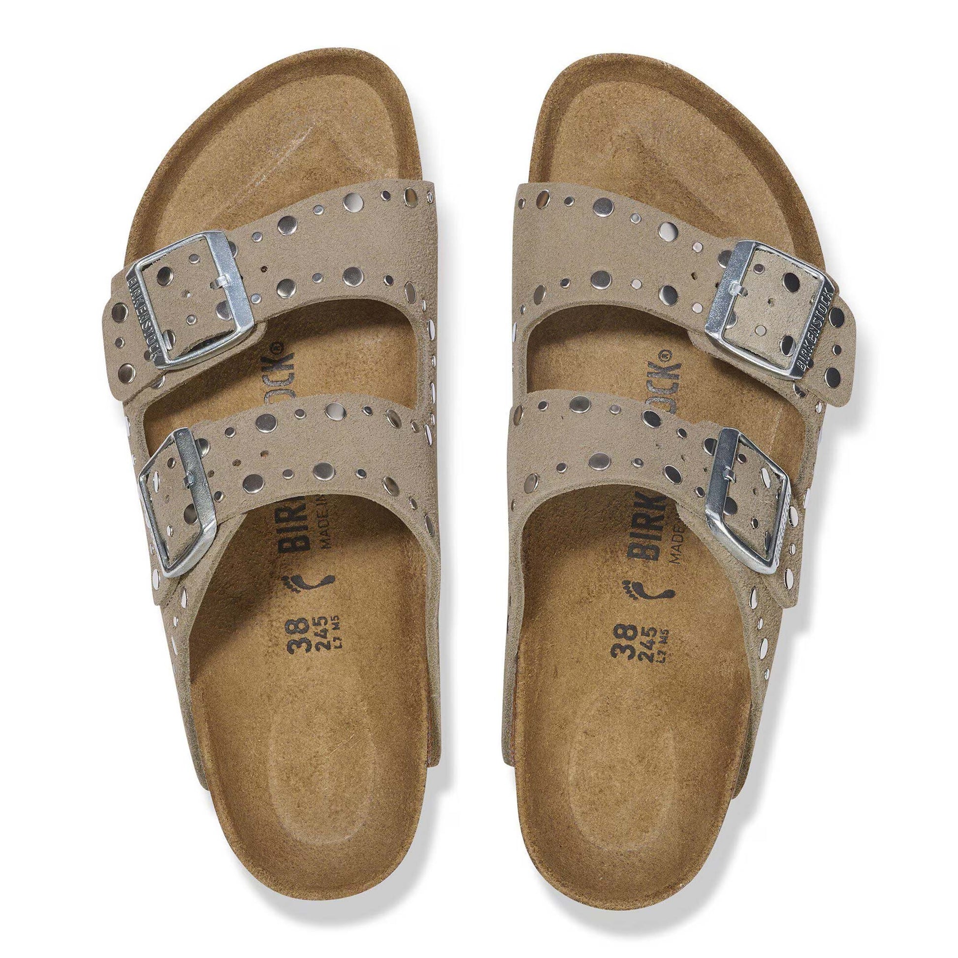 Sandali Arizona Rivet Donna Birkenstock Camoscio Taupe | Calzata Stretta 1029390