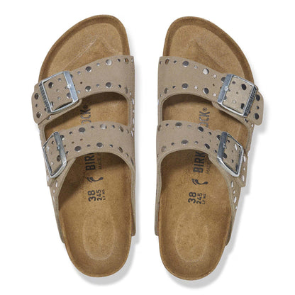 Sandali Arizona Rivet Donna Birkenstock Camoscio Taupe | Calzata Stretta 1029390