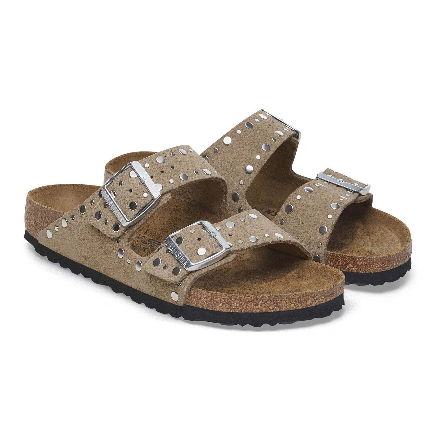 Sandali Arizona Rivet Donna Birkenstock Camoscio Taupe | Calzata Stretta 1029390
