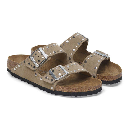 Sandali Arizona Rivet Donna Birkenstock Camoscio Taupe | Calzata Stretta 1029390