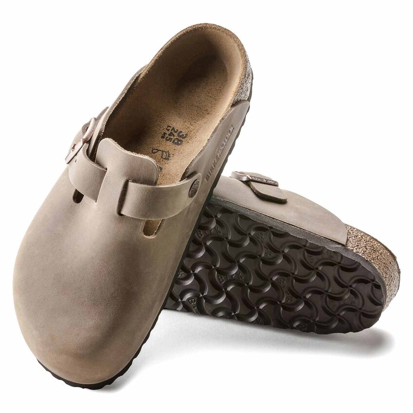 Birkenstock Boston pelle oliata tabacco uomo donna Sabot 960813 | Calzata Stretta