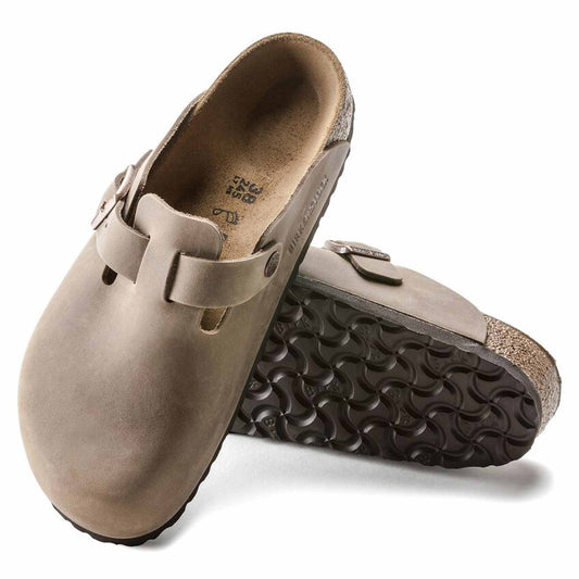 Birkenstock Boston pelle oliata tabacco uomo donna Sabot 960813 | Calzata Stretta