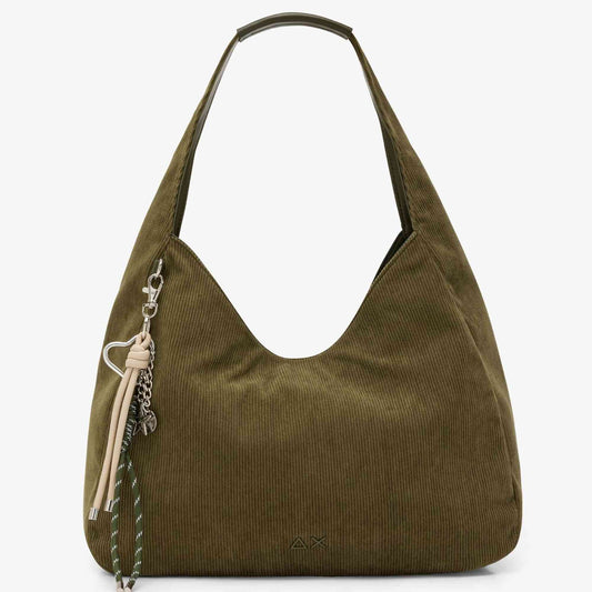 Borsa Hobo SUN68 Donna in Velluto Y46219_74 Verde militare scuro | Autunno Inverno