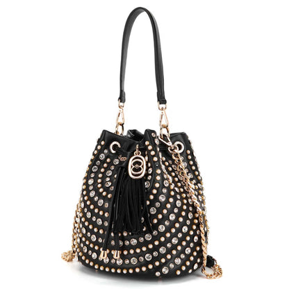 Borsa La Carrie Andromeda nera con strass e dettagli gold