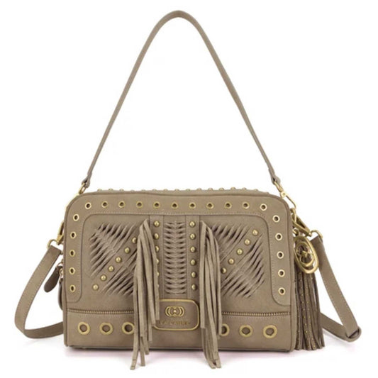 Borsa a spalla La Carrie Apallosa taupe in suede