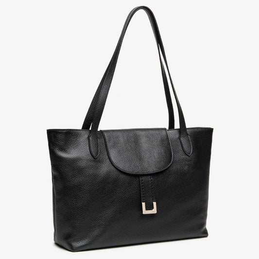 Borsa tote NeroGiardini I644329D-100 dettaglio pelle e logo