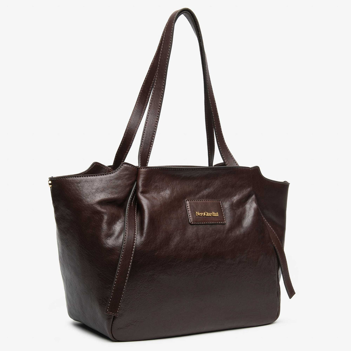 Borsa tote donna NeroGiardini in pelle Ebony vista laterale