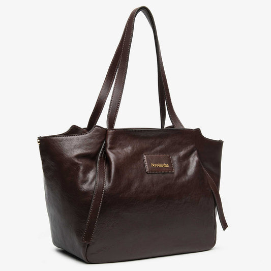 Borsa tote donna NeroGiardini in pelle Ebony vista laterale
