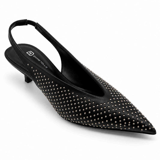 Décolleté slingback Divine Follie 7375 nere con borchie