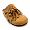 Mules donna 18+ Sabot 9071 Frange e Camoscio brandy