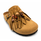 Mules donna 18+ Sabot 9071 Frange e Camoscio brandy