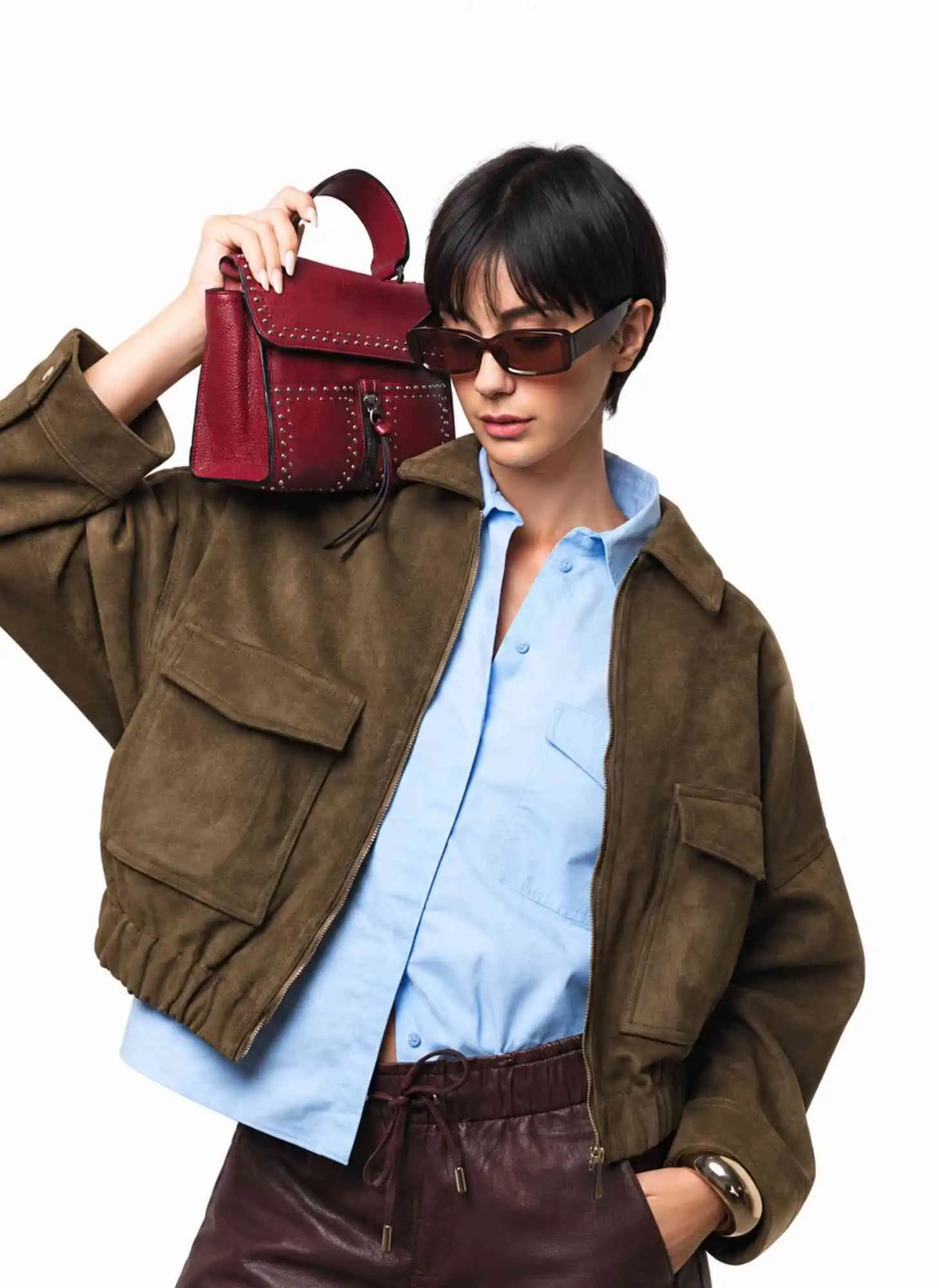 REBELLE Borse in camoscio rosso