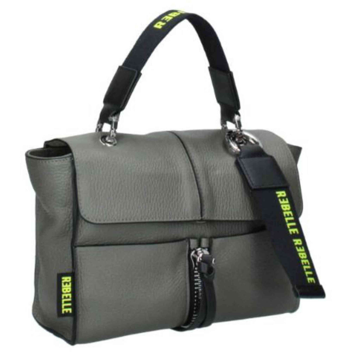 Rebelle Chloe Satchel S Verde Lizard vista frontale