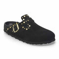Birkenstock Boston Rivet Exquisite Sabot Donna in Camoscio Nero Borchiato 1027769 | Calzata Stretta