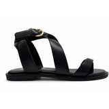 Sandali Bottega Fermana S4BI tacco flat donna | Pelle Nero