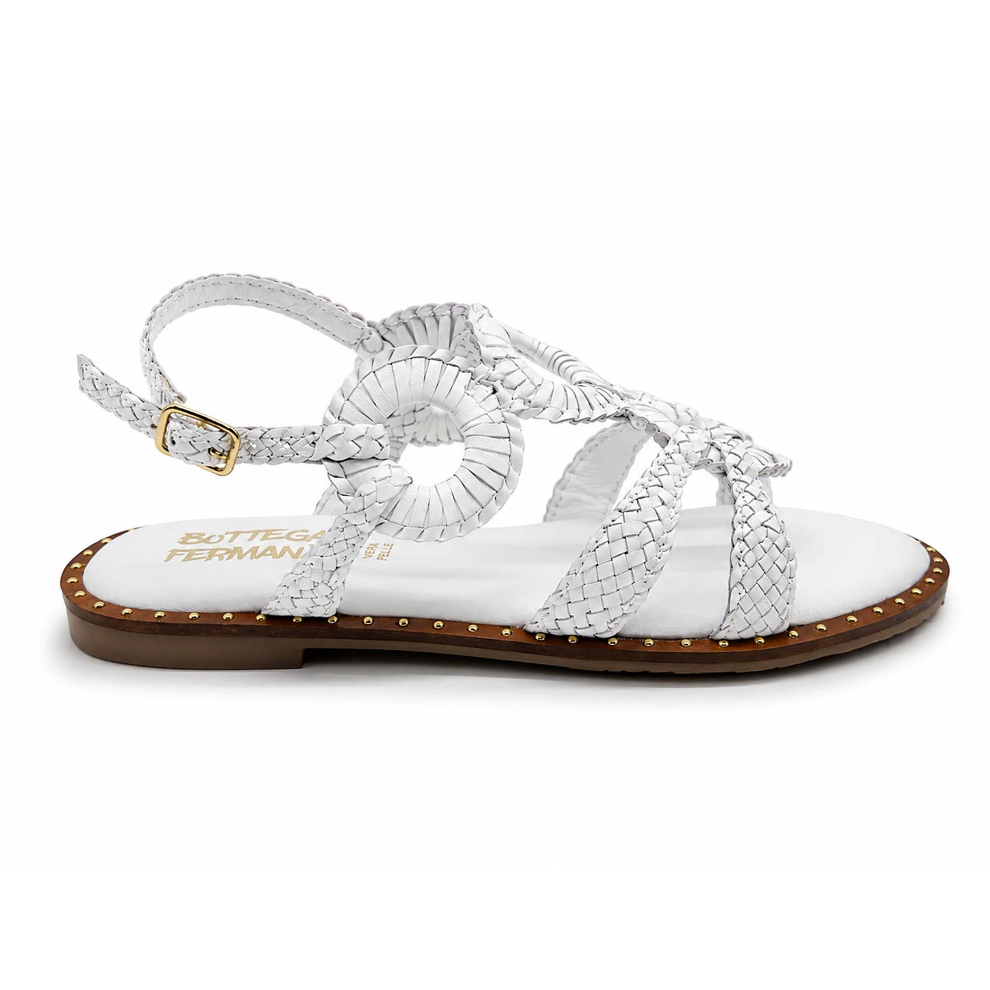 Sandali Bottega Fermana S7LI tacco flat donna | Pelle Bianca