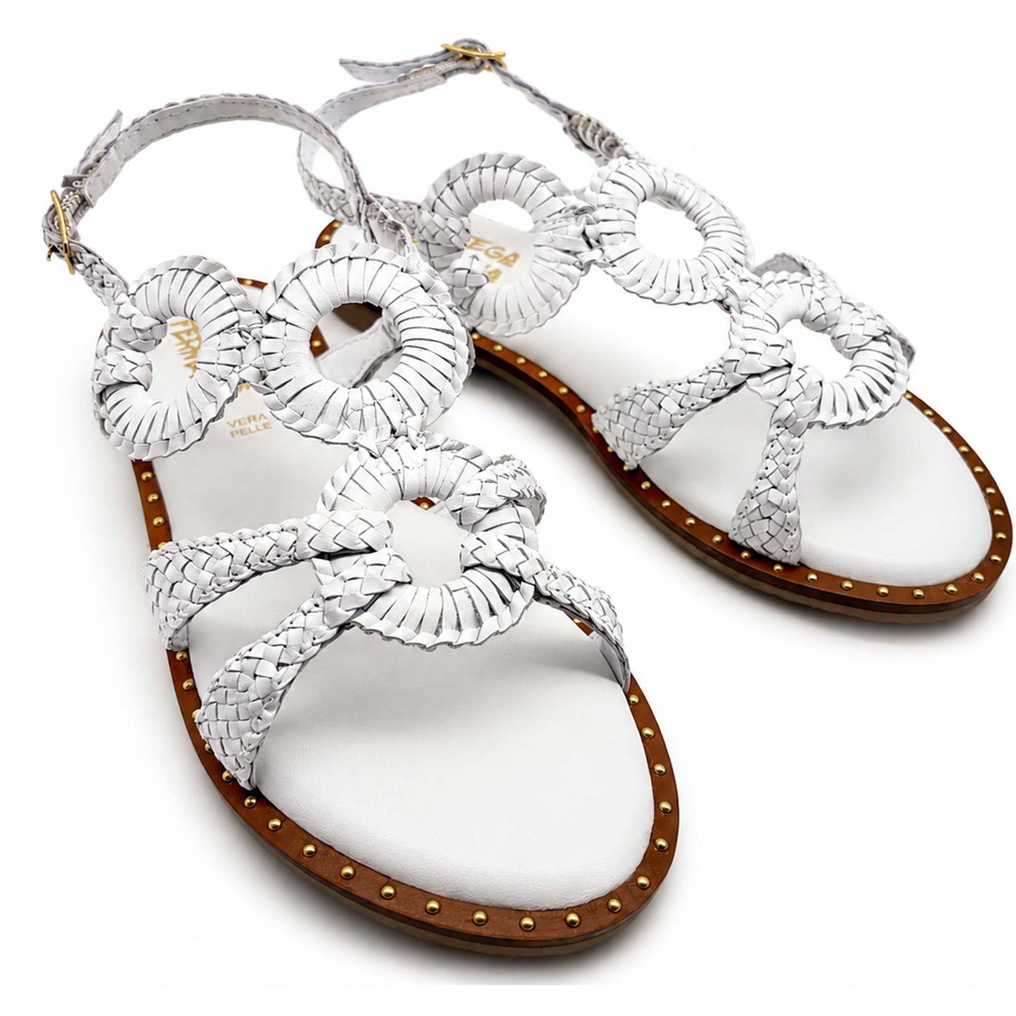 Sandali Bottega Fermana S7LI tacco flat donna | Pelle Bianca