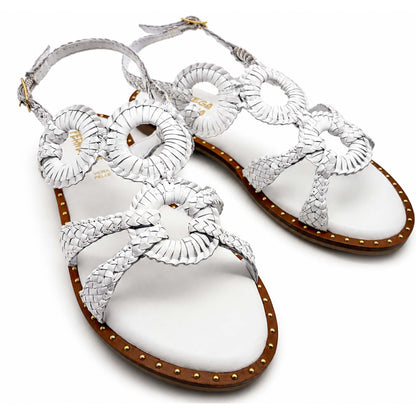 Sandali Bottega Fermana S7LI tacco flat donna | Pelle Bianca